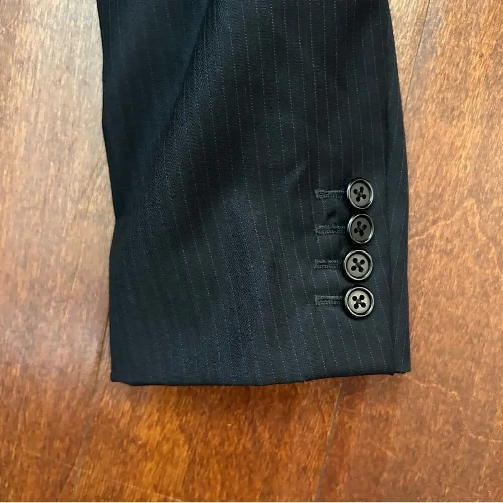 Hickey Freeman for Nordstrom Men's Black Pinstripe Blazer, 100% Wool, Size 42R